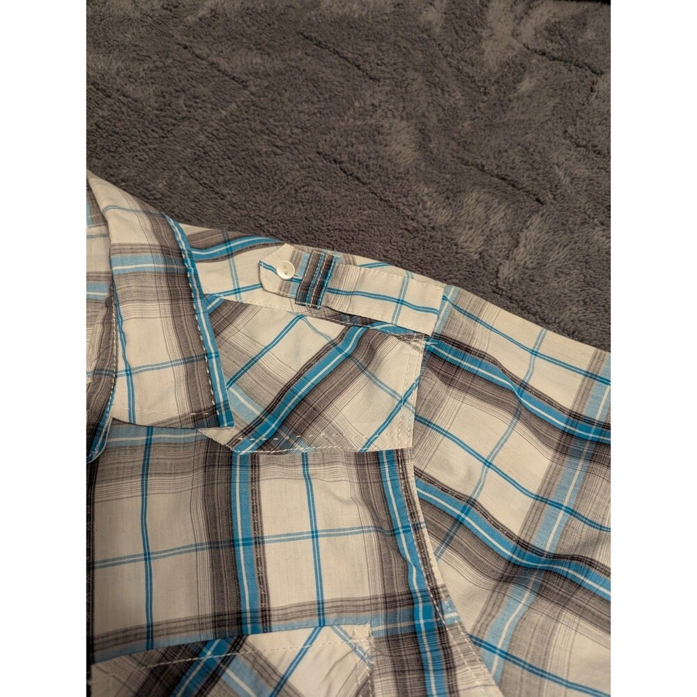 Vintage, Y2K, Machine Men's XL Short Sleeve Plaid Button-Up Shirt w/Pockets - Picture 6 of 7